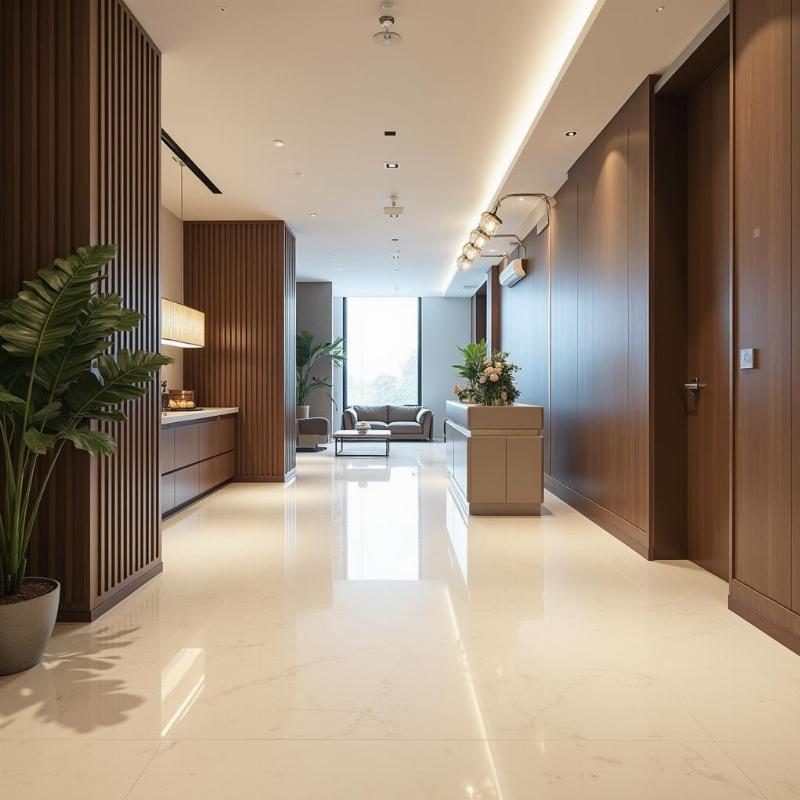 Nội thất sảnh chờ hoặc không gian văn phòng điển hình tại Bến Thành Tower Quận 1.