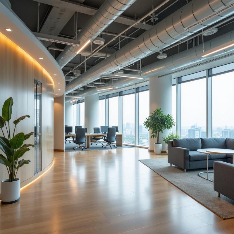 Không gian nội thất văn phòng hiện đại và chuyên nghiệp bên trong tòa nhà Lim Tower 3