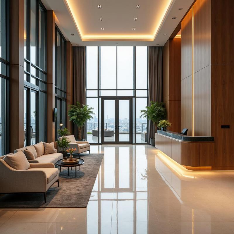 Sảnh đón tiếp sang trọng và chuyên nghiệp tại Tòa nhà Saigon Trade Center Quận 1