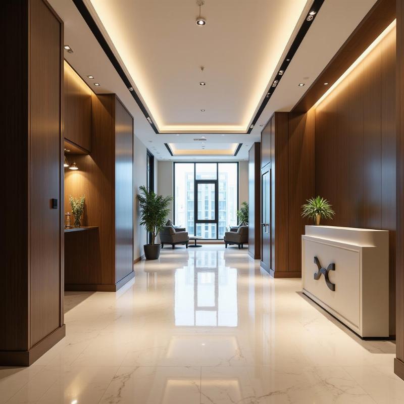 Khu vực sảnh tiếp tân chuyên nghiệp tại Tòa nhà HMC Tower Quận 1, tạo ấn tượng tốt cho khách hàng