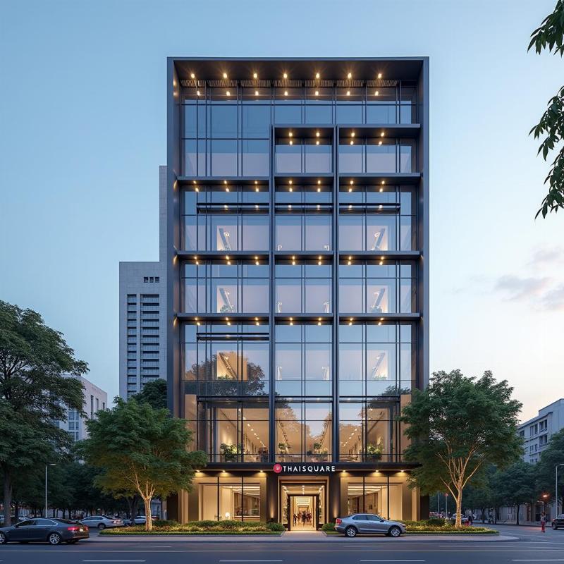 Hình ảnh thực tế tòa nhà ThaiSquare The Merit 3A-3B Tôn Đức Thắng Quận 1 TPHCM nhìn từ bên ngoài.