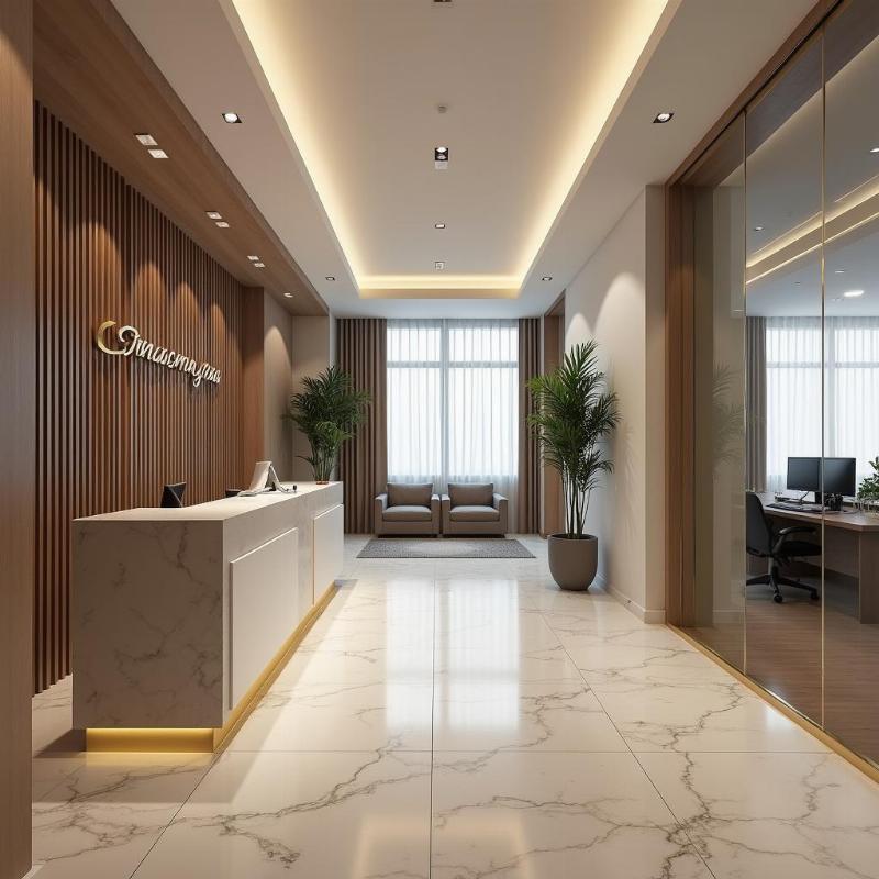 Nội thất sảnh đón tiếp hoặc không gian văn phòng bên trong tòa nhà Ben Thanh Tourist 1 Quận 1
